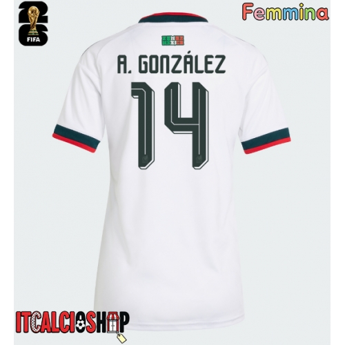 Messico Armando Gonzalez #14 Seconda Maglia Femmina Mondiali 2026 Manica Corta